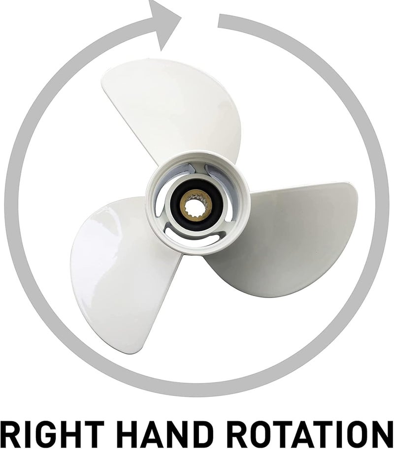 GELAIDI 13 1/2x15-K Outboard Propeller for Yamaha Engine 60HP 70HP 75HP 80HP 85HP 90HP 115HP 130HP，15 Tooth, RH ，3-Blade，Replaces 6E5-45947-00-EL，White - Image 5